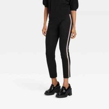 A New Day Women's High-Rise Slim Fit Bi-Stretch Ankle Pants Black Striped Size 8