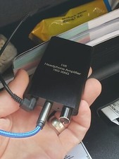 Portable Headphone Amplifier 3.5mm Stereo Audio in/Out Volume Contrl GAIN Switch