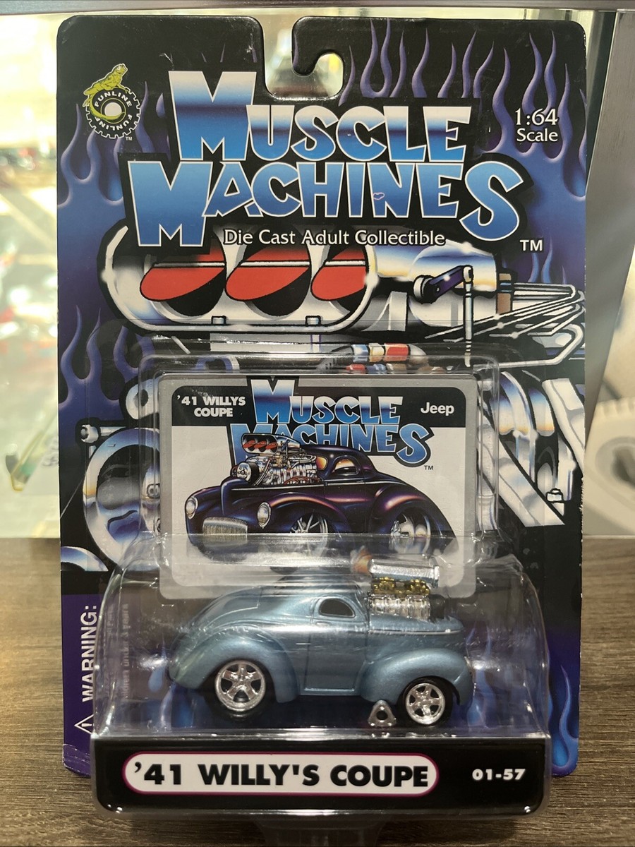 1941 WILLYS COUPE '41 BLUE WITH BLOWER MUSCLE MACHINES 1/64