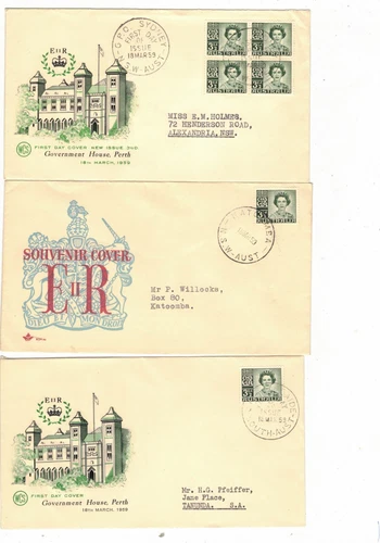 Australia 1959 3 1/2d QE on FDCs,cds KATOOMBA NSW etc   (3 Covers)