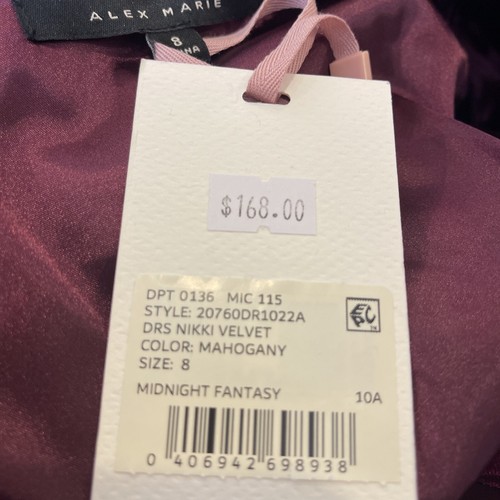 Alex Marie 8 Nikki Velvet V-Neck Long Sleeve Ruched Wrap Dress Mahogany $168 - Picture 23 of 24