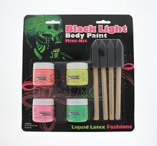 Black Light Body Paint - Mini Kit With 4 Colors  4 Brushes