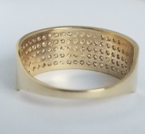 14k Yellow gold pave setting Engagement Wedding promise wide Band 7 mm - Picture 8 of 10
