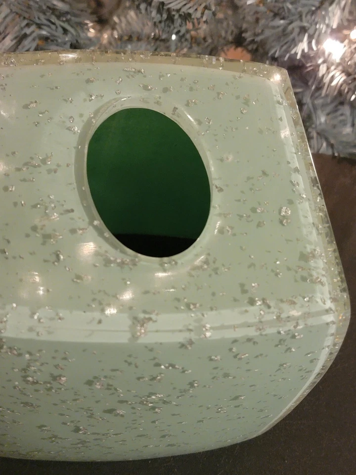 Nicole Miller Home acrílico sobre verde menta con caja de pañuelos manchas plateadas Foto 2 de 4