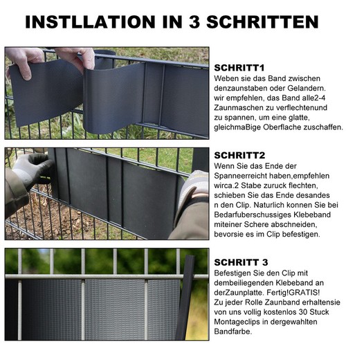 PVC Sichtschutz 35m 50m 70m Doppelstabmatten Streifen Zaunblende Zaunfolie Rolle - Bild 8 von 13