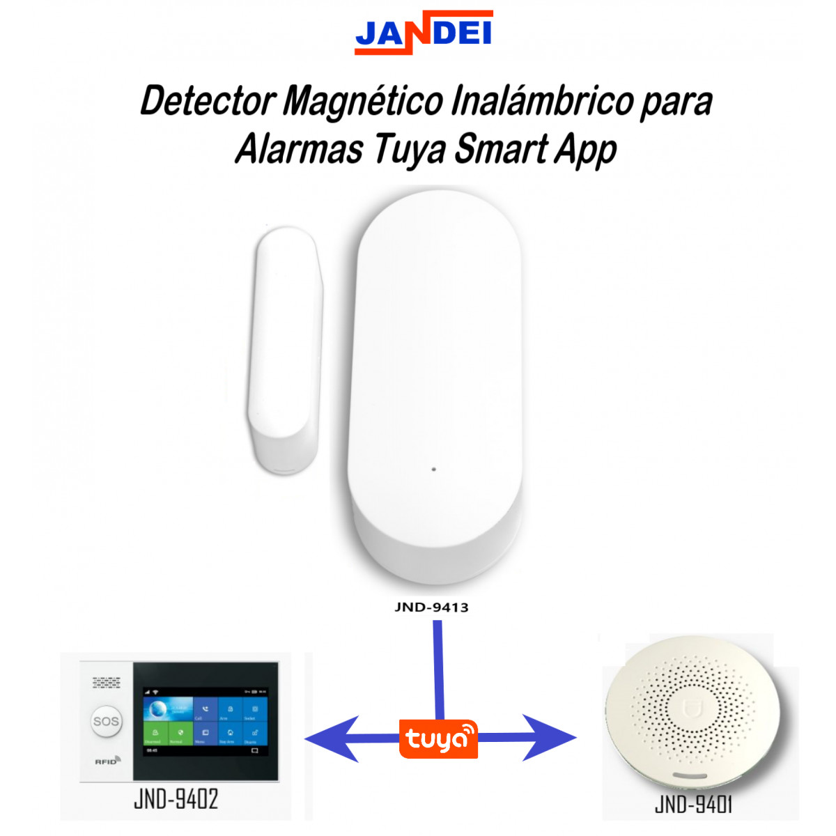 Detector Magnético Puerta y Ventana Inalámbrico WIFI -Alarma 2 Pilas AAA Includ