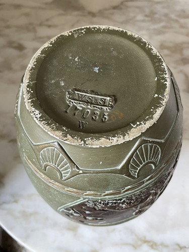 Art Nouveau Wilhelm Schiller & Sons marked WS&S Antique Green Bronze Majolica - Picture 10 of 12