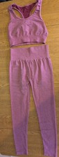 Women’s Dusty Pink Gym Set – High Waisted Leggings & Sports Bra size M