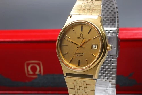 Vintage 1979 OMEGA Seamaster Cal.1342 Qz Gold 35mm Men's Watch 2065 GP Bracelet