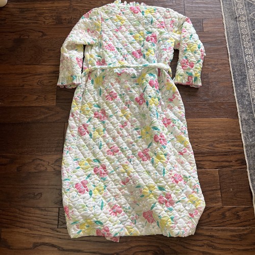 Vintage Leisure Life Quilted Housecoat Robe Sz Medium Floral Print - Picture 5 of 5