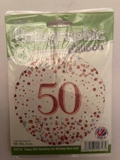 50 BIRTHDAY ROSE GOLD FOIL HELIUM BALLOON