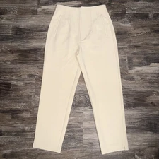 Stradivarius Women’s Cream High-Rise Straight-Leg Pants Size 6