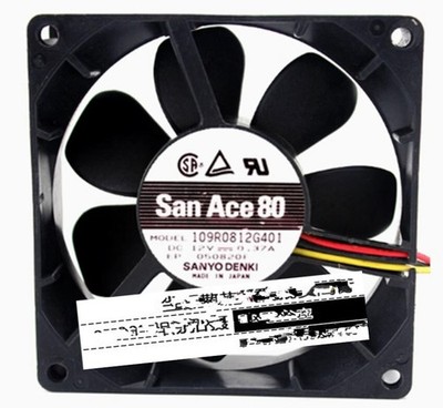 1 pc.  Fan 109R0812G401 DC12V 0.37A 8025 8CM 3 wire cooling fan *rr