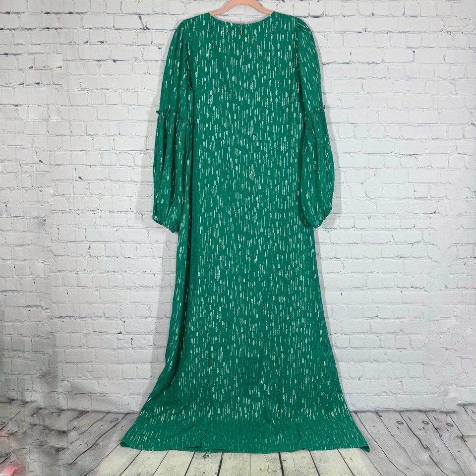 Maxi Vestido Lilly Pulitzer Cleme Mujer Talla 10 Hoja de Violín Verde Seda Forrado Fiesta Foto 2 de 4