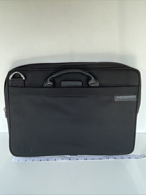 Briggs & Riley Travelware Black Laptop Briefcase Padded Interior  Leather Trim