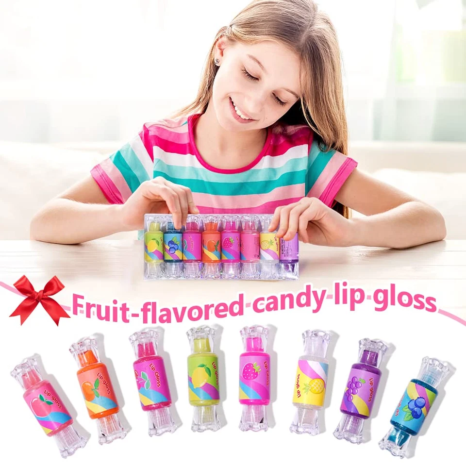 Cute Lip Gloss for Kids, 6PCS Glitter Girls Lip Gloss Set with Shape of Candy, A - Image 2 of 4