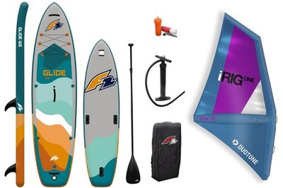 F2 GLIDE Windsurf 10.8 iSUP Stand Up Paddle Board Set inkl. iRIG M Segel Rigg