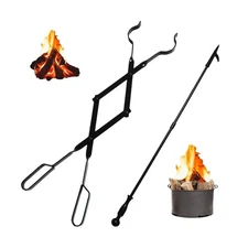 Heavy Duty 26'' Fireplace Fire Pit Campfire Tongs and 32'' Fire Pit... Fast Ship