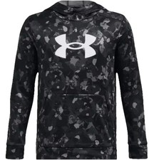 NEW Under Armour Boys Loose Fit Hoodie Jacket Black Gray Youth Large Athleisue
