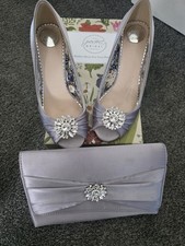 Perfect Bridal Gina Silver Satin Shoes Size 36 with matching bag
