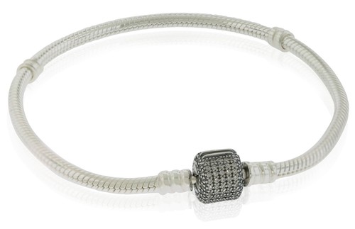 Pandora Sterling Silver w/ Signature Clasp Bracelet - - Picture 3 of 3