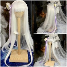 1/6 1/4 1/3 White Long Hair With Straight Bangs High Temperature Fiber Fit BJD