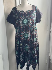 Boho Embroidered Mirrored Dress Small/Medium Lightweight Gauze Sunmer
