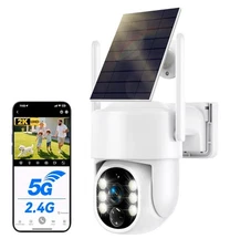 5G Solar Camera Outdoor Wireless 2K Battery Powered Camera Color Night Vision