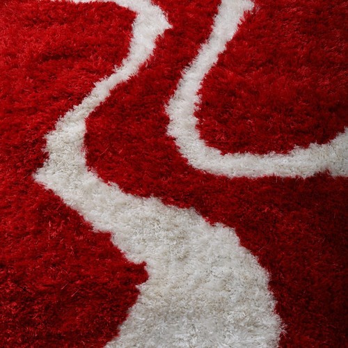 Eco-Friendly Hand Tufted Shag Polyester Area Rug Contemporary Red White BBK00003 - Picture 3 of 101