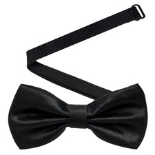 Classic Formal Neck Bowties for Men Black Pre-Tied Bow Tie Adjustable Solid