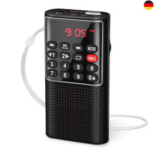 Mini Radio mit Akku Rekorder TF SD AUX MP3 Walkman UKW FM Radio Schwarz