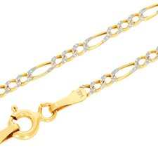 Collana Figaro Pave In Oro Giallo 14K Da 2Mm Per Uomo E Donna 16"-24"