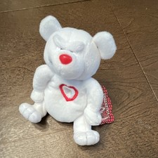 Meanies Valentines Heartless Bear White Beanbag Plush w/ Tag 2004 MPN 6528