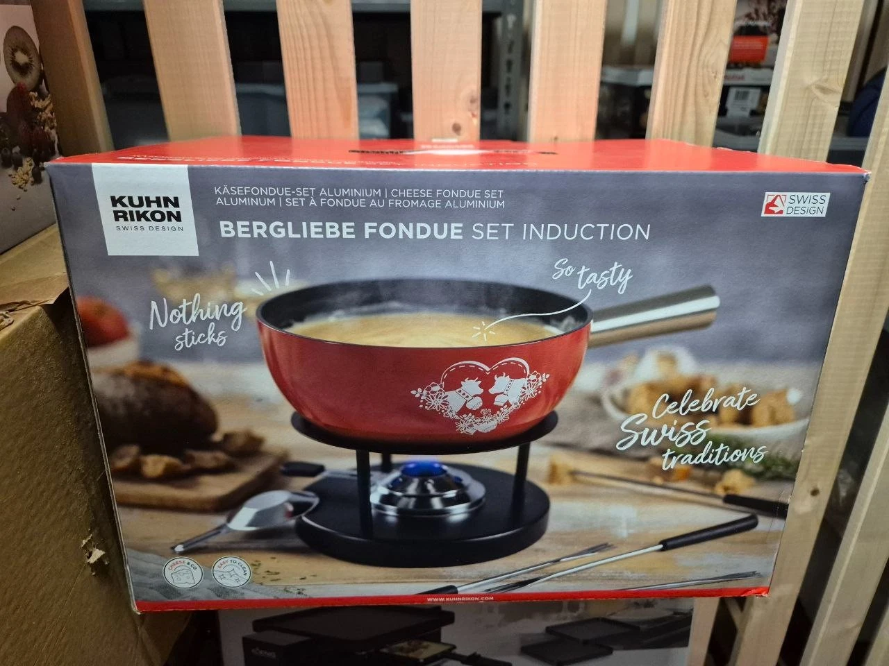 New Kuhn Rikon Fondue Induction Mountain Love Red Ø 22 cm Set