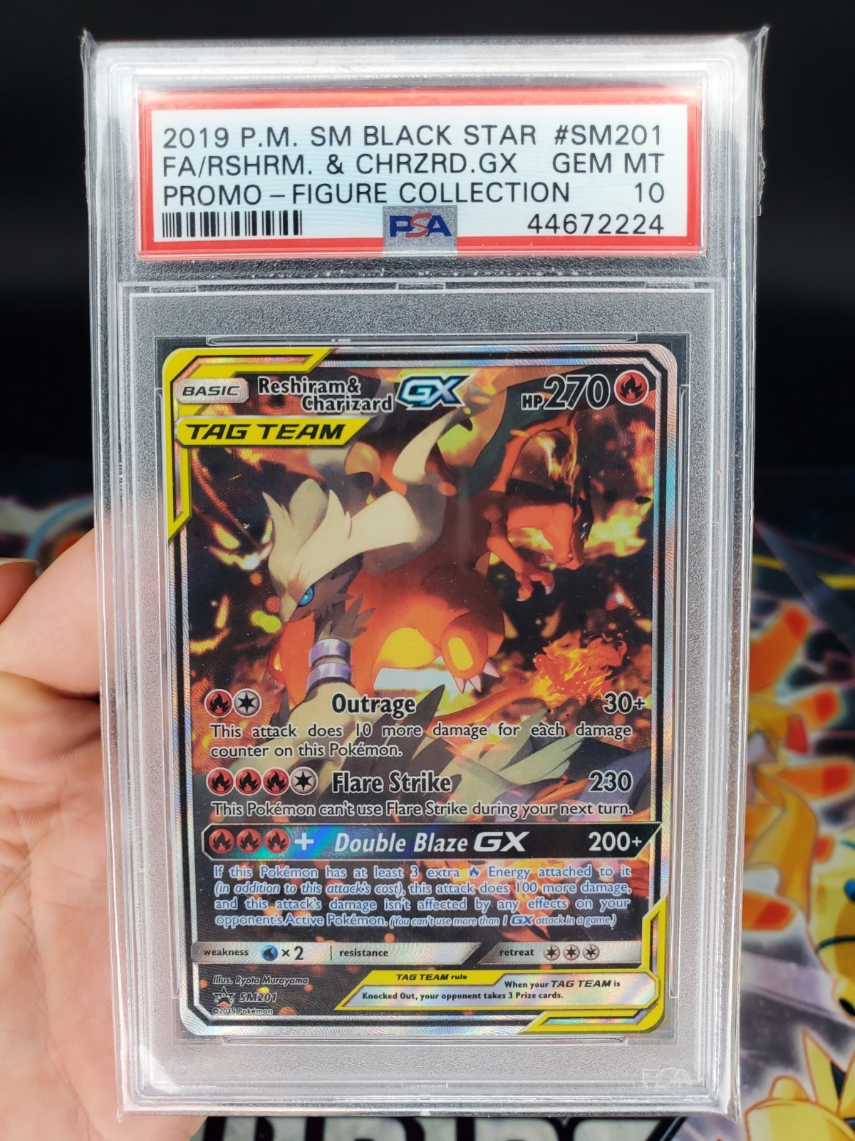Pokemon Reshiram & Charizard GX Figure Coll. Full Art Promo SM201 PSA 10