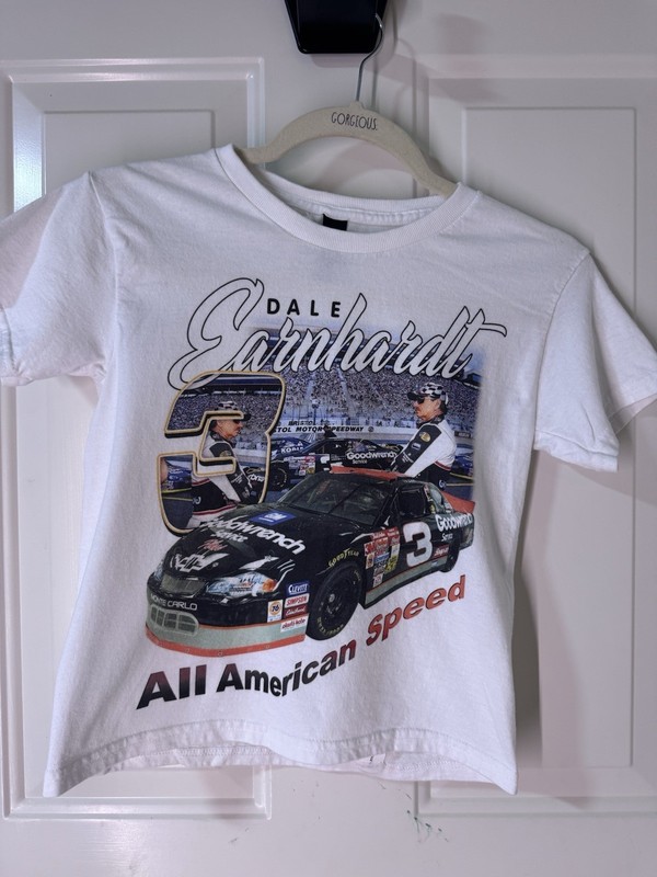 Gildan Kids XS White Dale Earnhardt NASCAR Graphic Tee Crew Neck Cotton