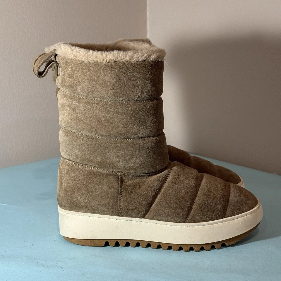 ITALIA Aquatalia Gris Alcee Acolchado Gamuza Botas de Nieve Para Mujer Talla 8,5 Foto 2 de 4