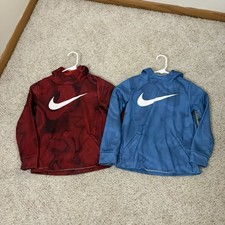 Nike Dri Fit Boys 6-7 Yrs Set Of 2 Sweatshirts Blue Red Sporty Spring T6
