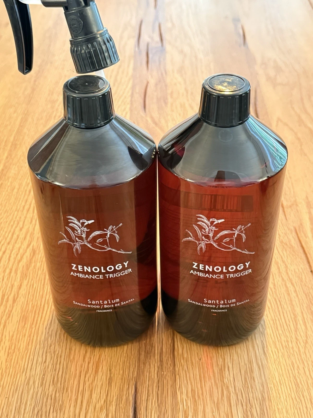2x Pack Zenology Santalum Ambiance Trigger Spray Bottles 1000ml - New 2