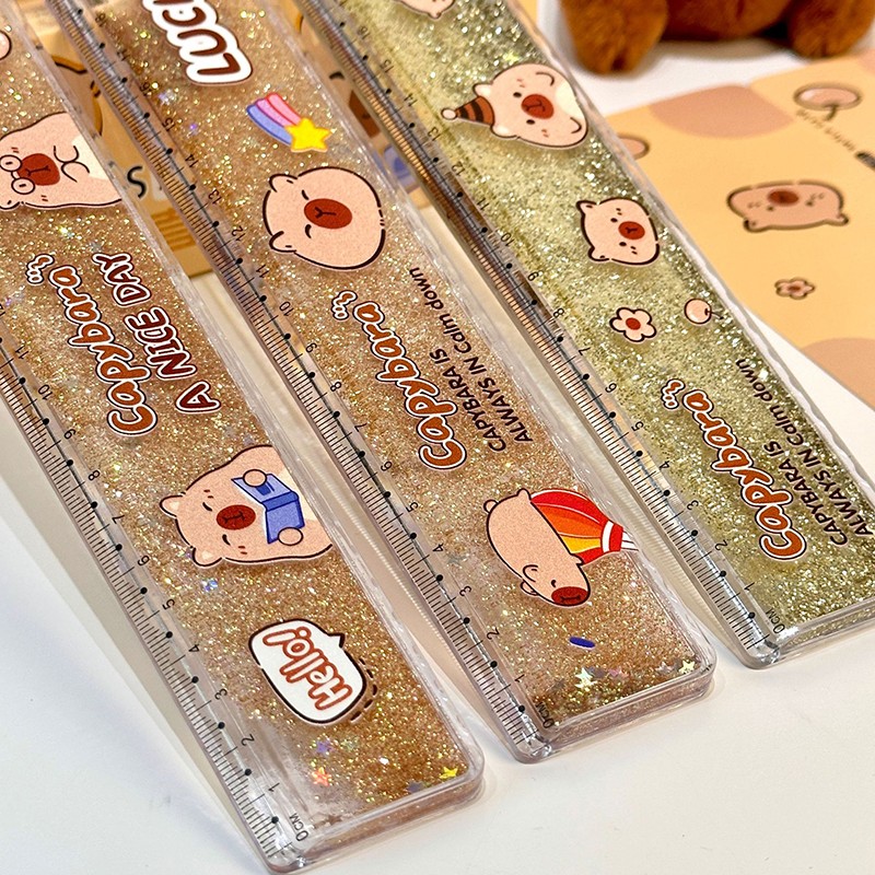 Cartoon Lovely Capybara Flowing Sand Ruler Cute Plastic Straightedge ...