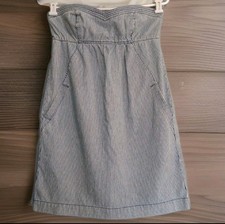 American Eagle Denim Babydoll Mini Dress 10 Strapless Coquette Cottagecore