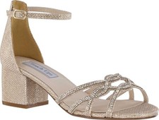 Women's Touch Ups Zoey Ankle Strap Heeled Sandal Champagne Shimmer Synthetic 9 M