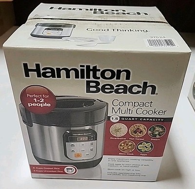 Hamilton Beach 37524 S/S Black Compact 1.5 Quart Multi-Cooker NEW SEALED