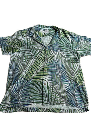 Tommy Bahama Hawaiian Shirt Mens XXL Multi Leaf Print Short Sleeve Button Up