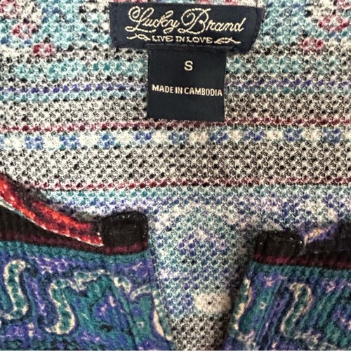 Top donna marca Lucky taglia S multicolore paisley maglia waffle termica Henley Gorp - Foto 3 di 7