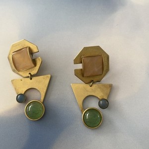 Authentic Vintage Gale Rothstein Earrings Gold Plated Semi-Precious Stones 1980’s