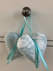 2 x Laura Ashley Hanging Hearts - Josette Duck Egg Handmade
