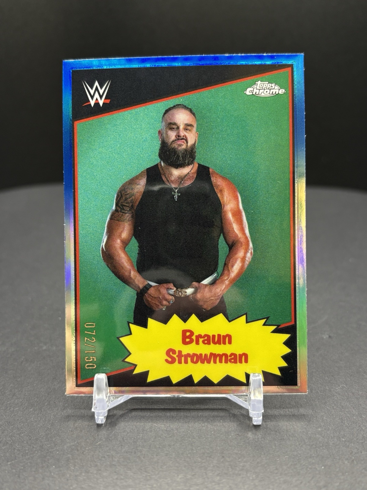 2025 Topps Chrome WWE - #85TC-BS Braun Strowman 1985 Blue Refractor /150