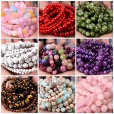 Lava Agate Jasper Tiger Eye Stone Beads 4 to 12mm Round for DIY Bracelet Making