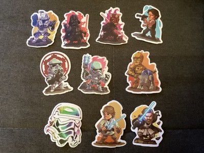 Star Wars 10 Sticker Comic-Style neu Stormtrooper verschiedene Charaktere